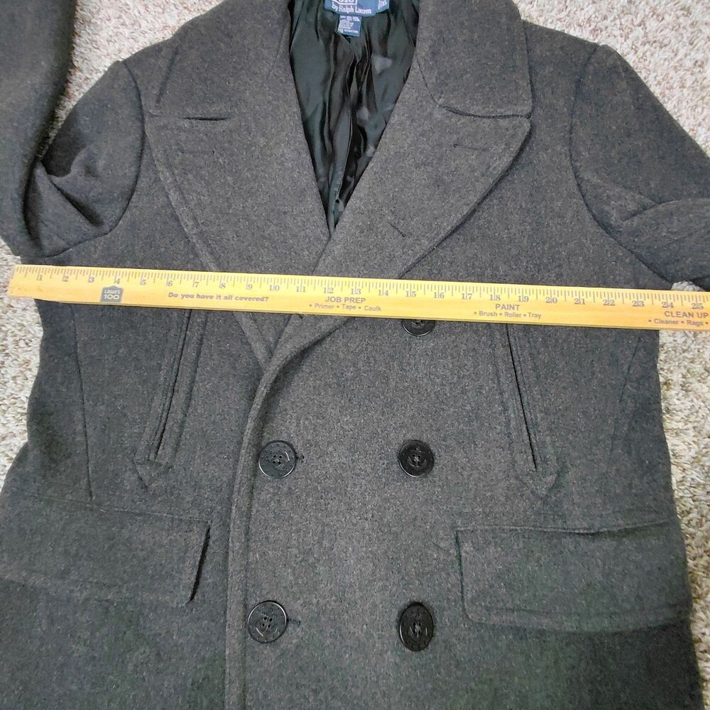 Polo Ralph Lauren Double Breasted Peacoat Mens XL Grey Wool Navy Naval Anchor - Picture 6 of 8